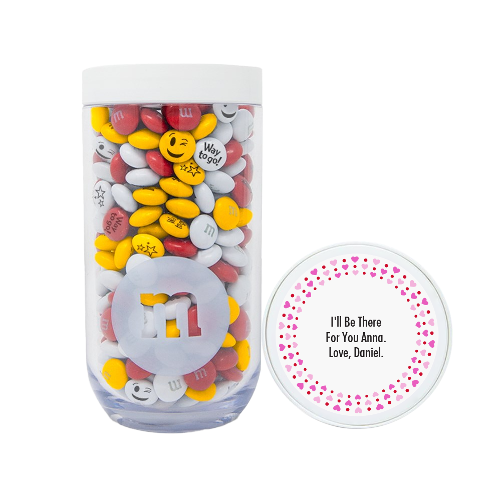 Gift Jar with Printed Customized Lid w/ Personalized M&M's®