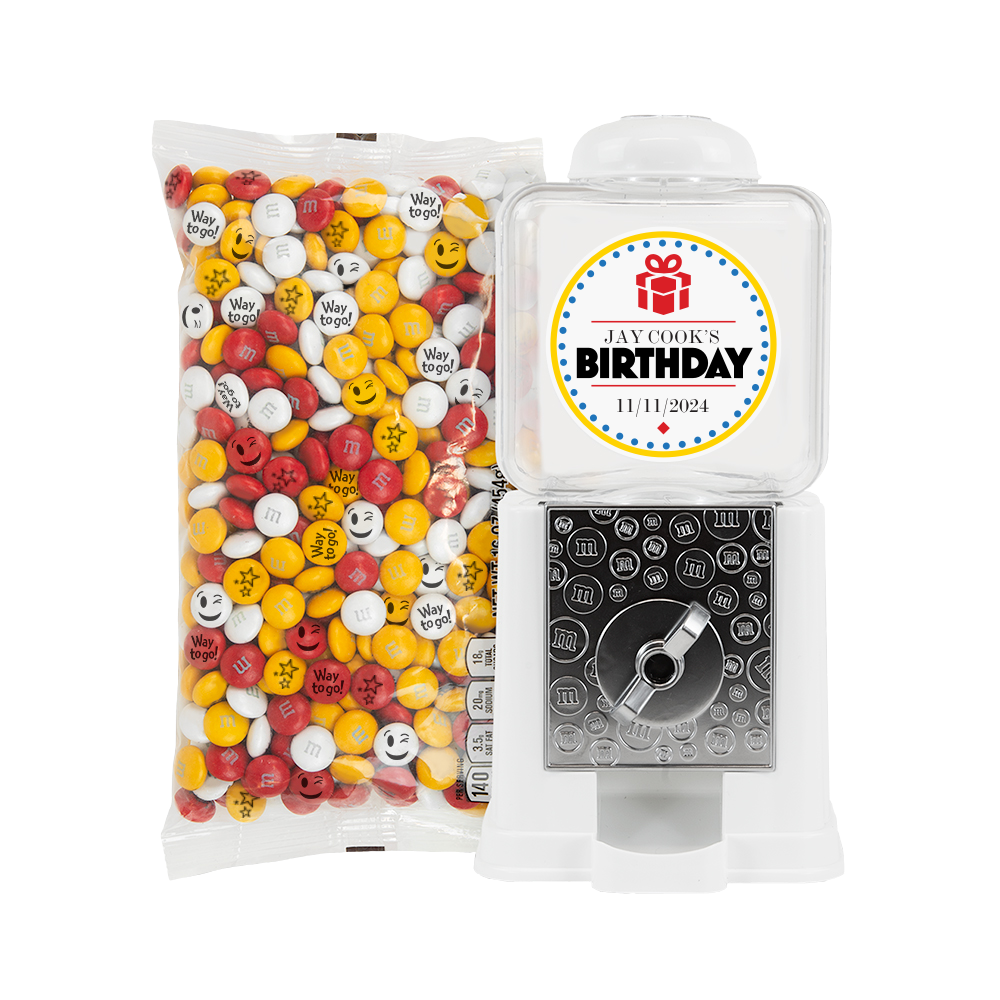 M&M's Milk Chocolate Happy 50th Birthday Candy - 2lb of Bulk Candy with Printed Birthday Clipart, Perfect for Birthday Gifts, Cupcakes, Over The