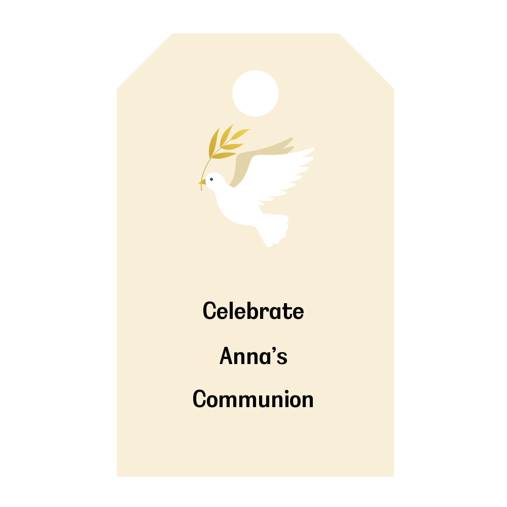 Accessorio personalizzabile etichetta comunione testo modificabile