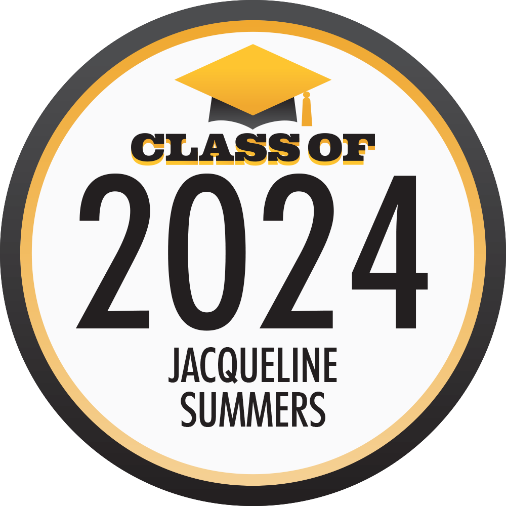 Grad Year package design example with the text 'Class of 2024 Jaqueline Summers'